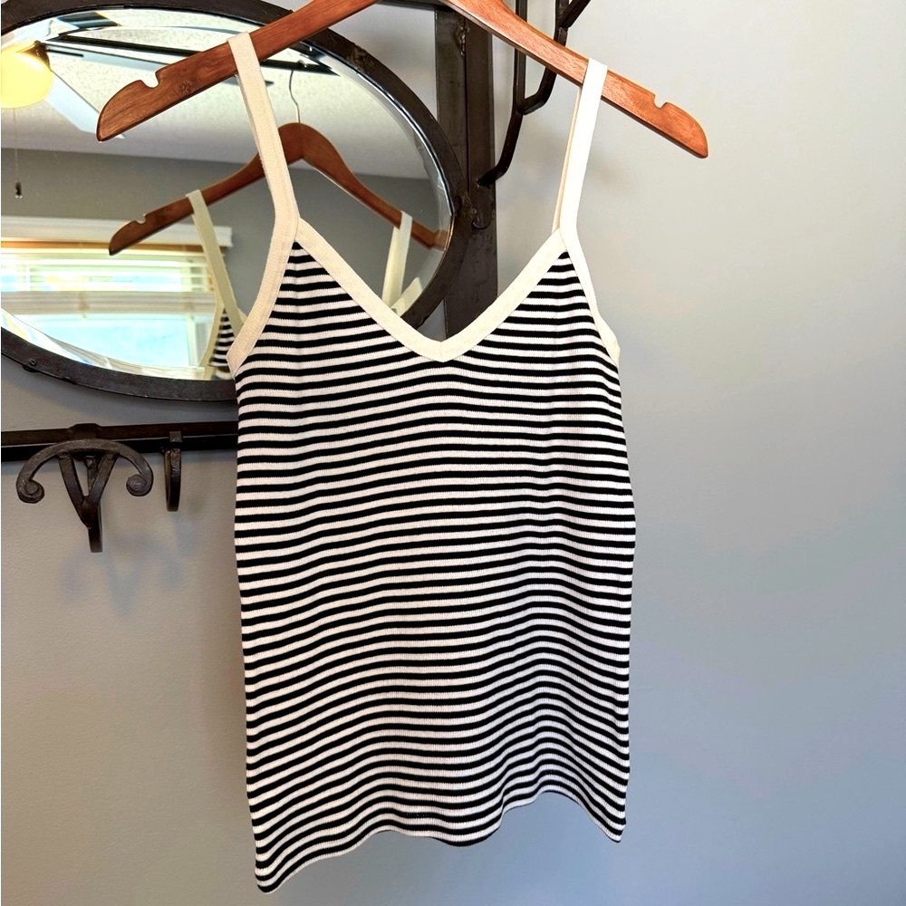 Petite Bateau Black/Ivory Women’s Stripped Adjustable Tank Top
